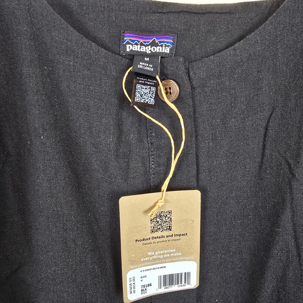 Patagonia Womens Size M Garden Island Dress Black Hemp/Lyocell - Picture 2 of 3